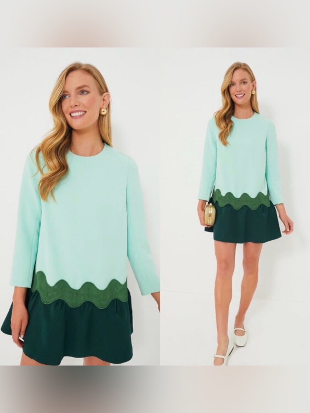 Tuckernuck NEW Sea Grove Pierce Long Sleeve Drop Waist A Line Mini Dress Size M
